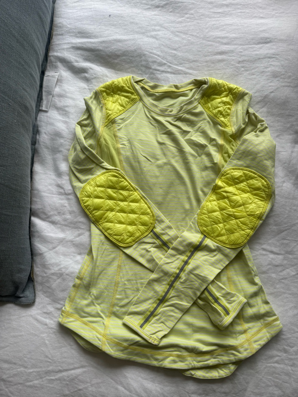 lululemon athletica Neon Yellow Quilted-Elbow Long Sleeve Active Top